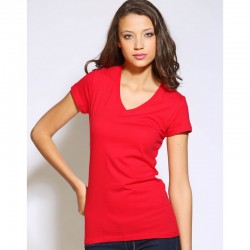 Plain V-Neck T-shirt Jersey short Sleeve Bella 120 GSM